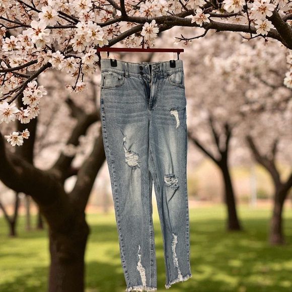 Fashion to Figure Denim - Fashion to Figure Light Blue Distressed Ankle Jeans